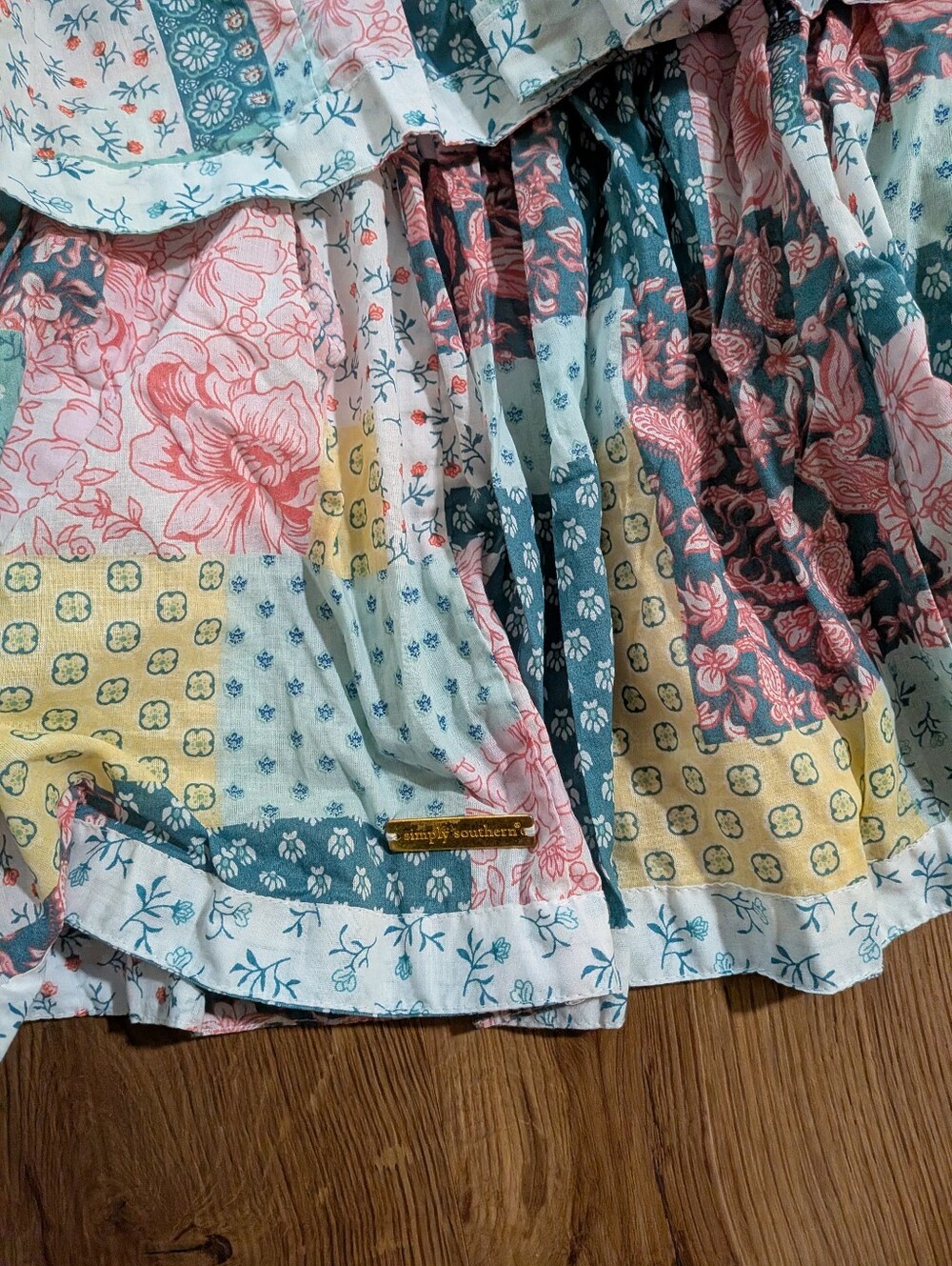 New Simply Southern Hailey Patchwork Tiered Dress XL - Picture 6 of 12